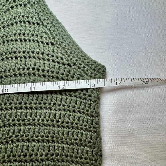 Crochet Fringe Tank Top Olive Green Women's Small Boho Festival St Patricks - Picture 11 of 11